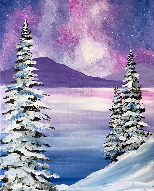 Winter Snowfall Scenery Painting - Easy Winter Painting Ideas For