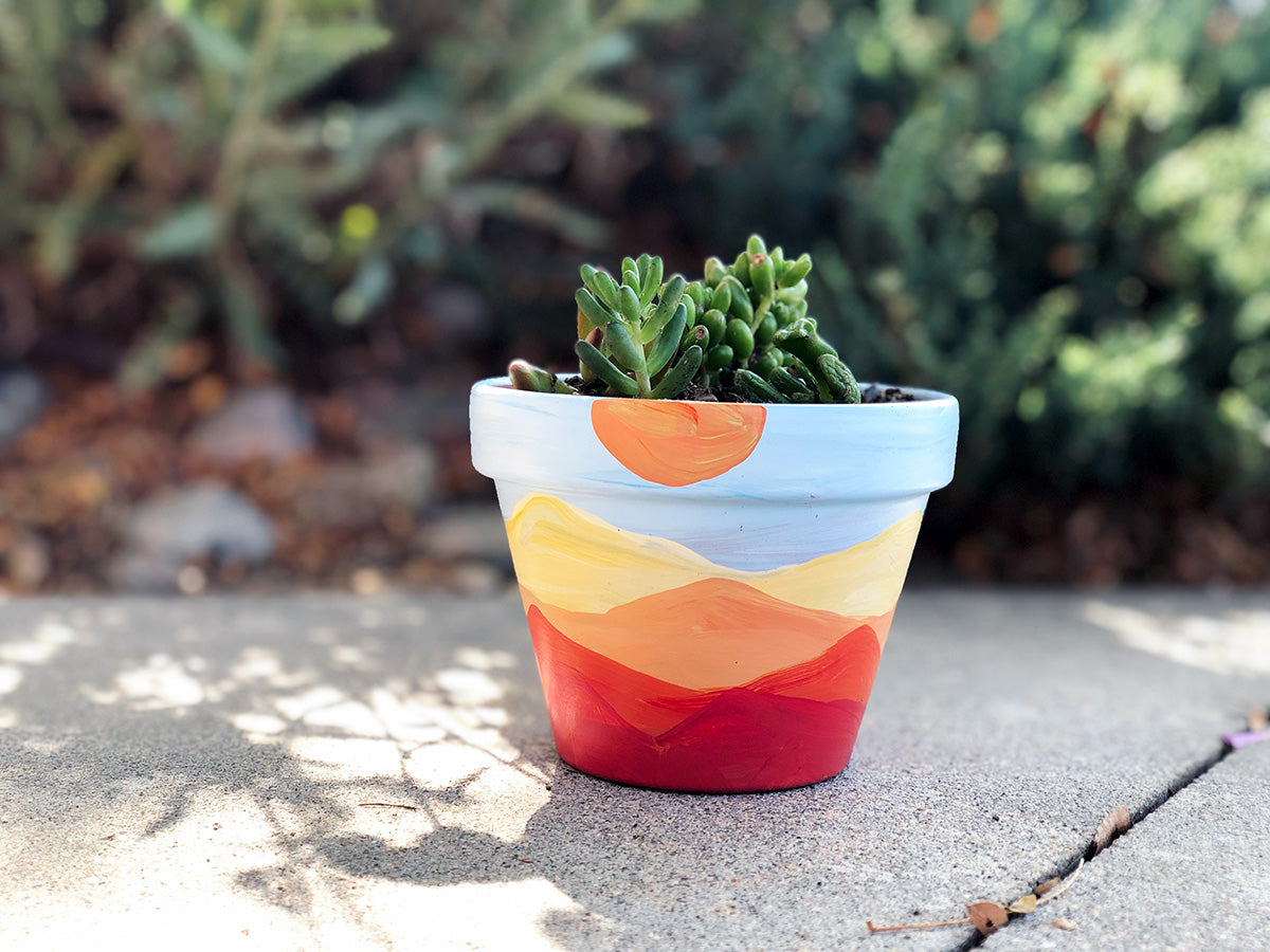 Painted terracotta pots kids store