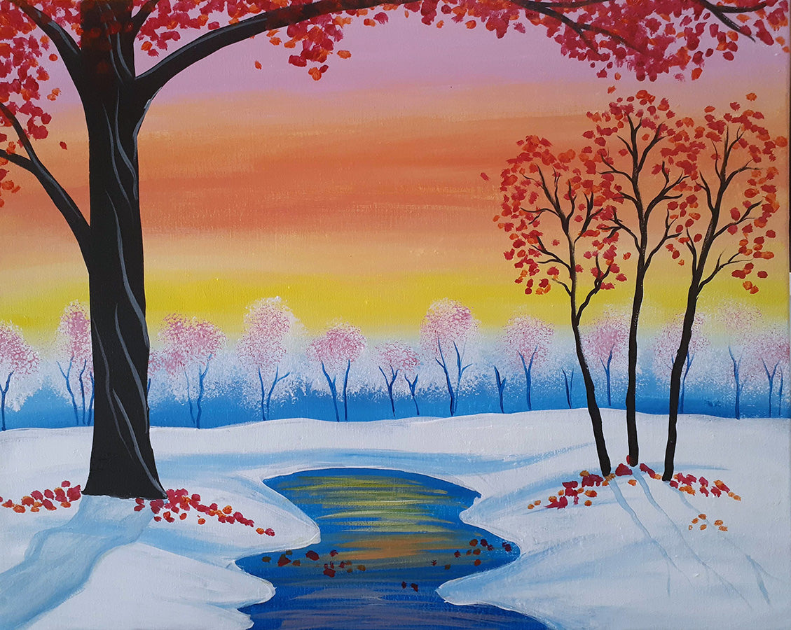Winterscape DIY Paint Kit- Sip and Paint, Date Night, Wine and Paint- Video  Tutorial Included