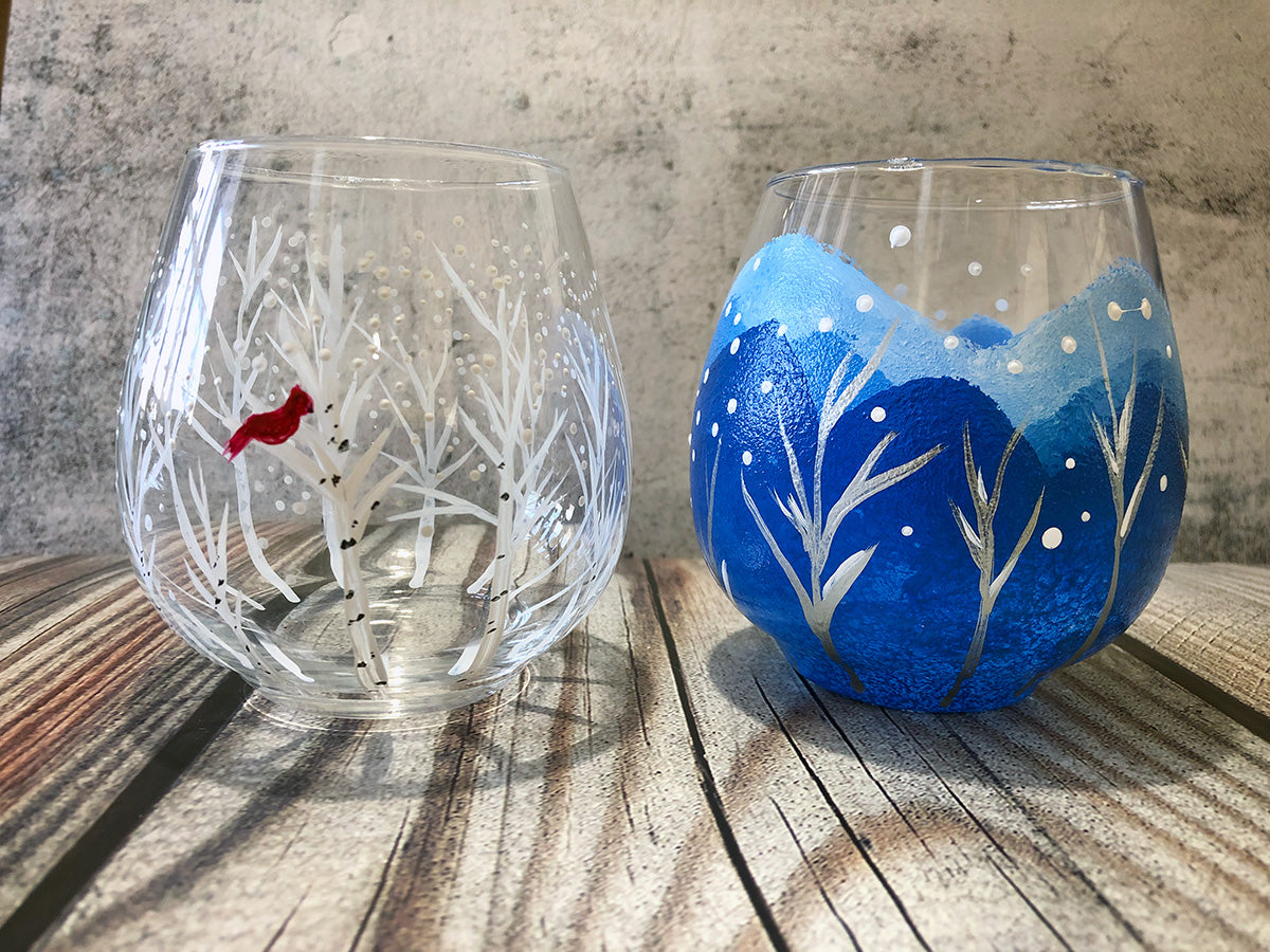 Winter Holiday Wine Glasses