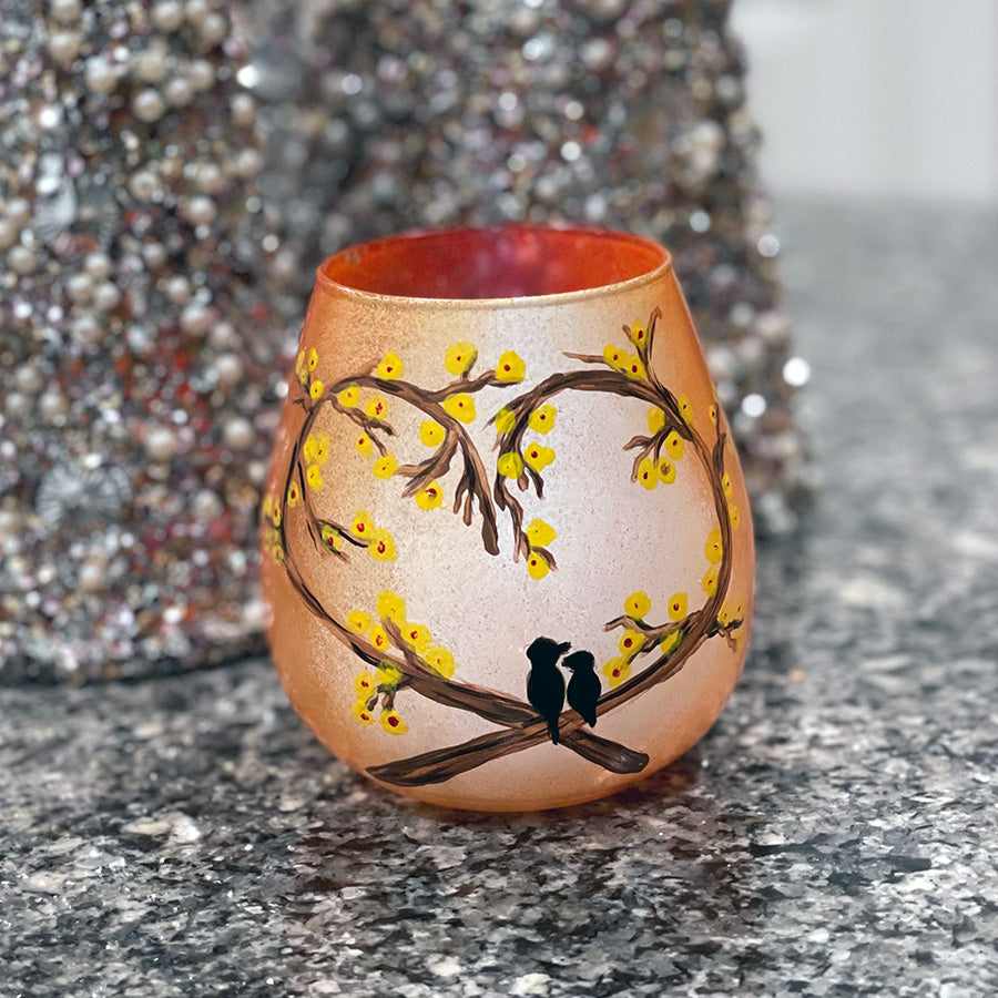 Heart-Shaped World Wine Glass Painting