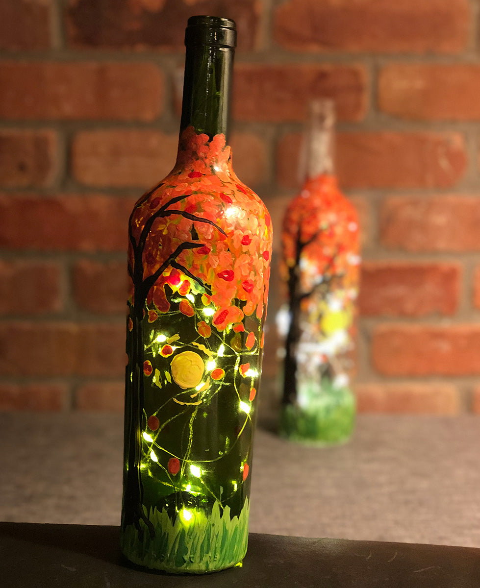 Date Night: Light-up Fall Wine Bottles