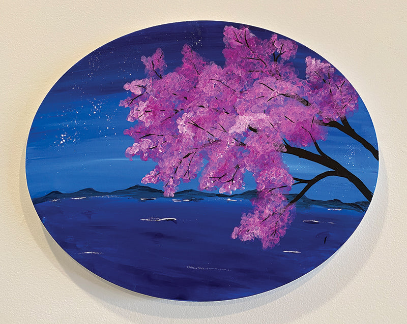 Blooming Lake on Oval Canvas