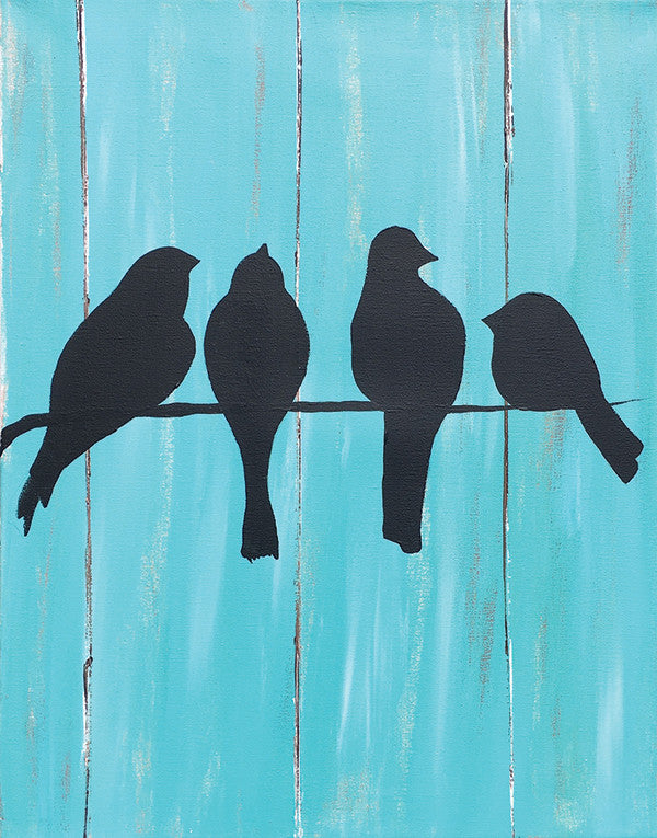 Birds on Blue