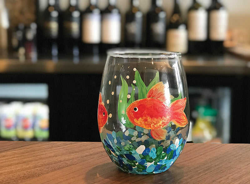 Goldfish Wine Glass Painting