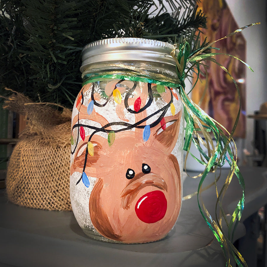 Kids&#39; Twinkly Reindeer Mason Jar Paint-at-Home Kit