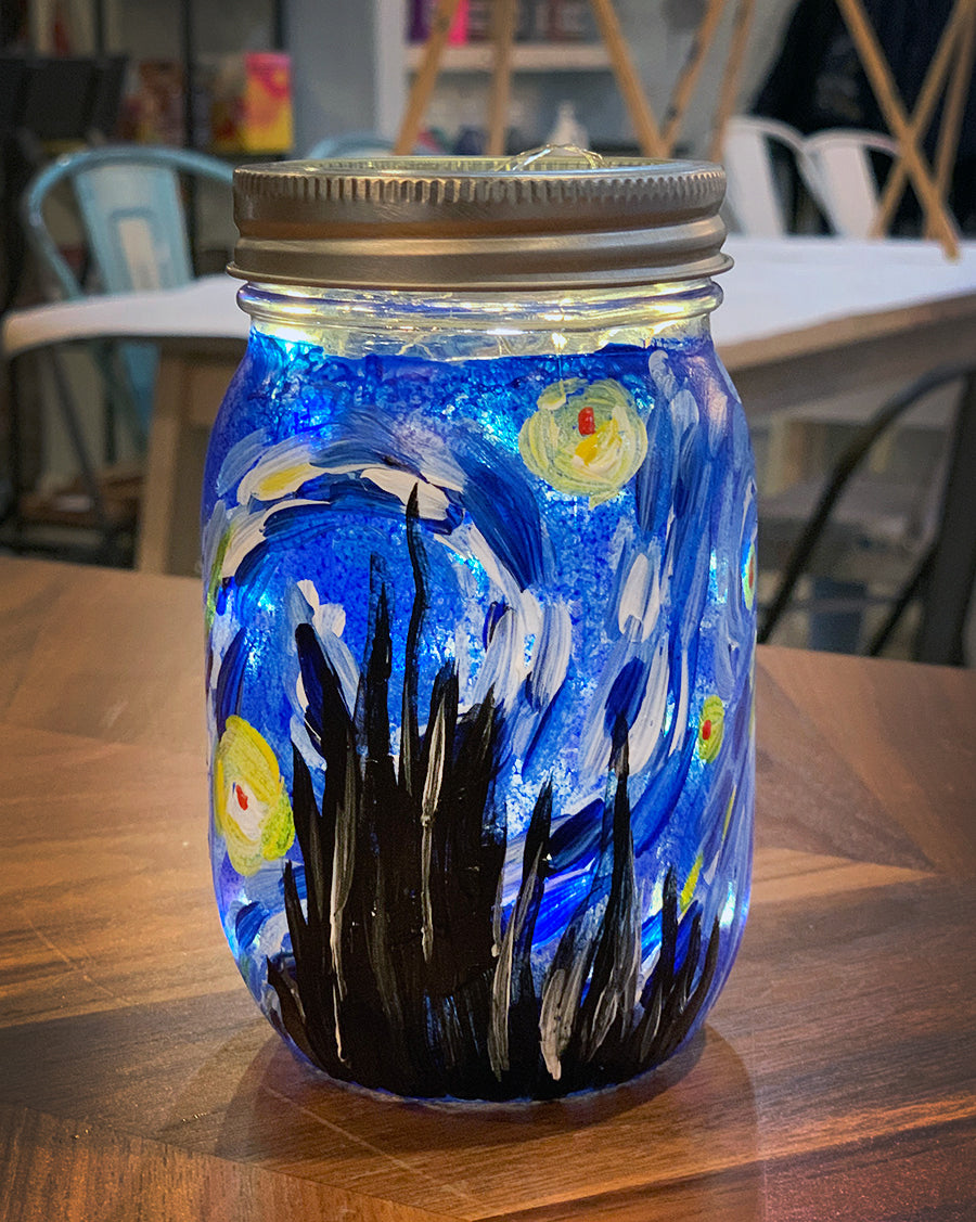 &quot;Starry Night&quot; Twinkly Mason Jar Paint-at-Home Kit
