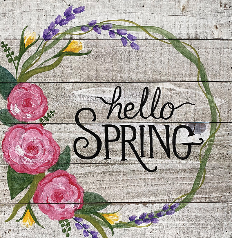 Hello Spring on Wood Pallet