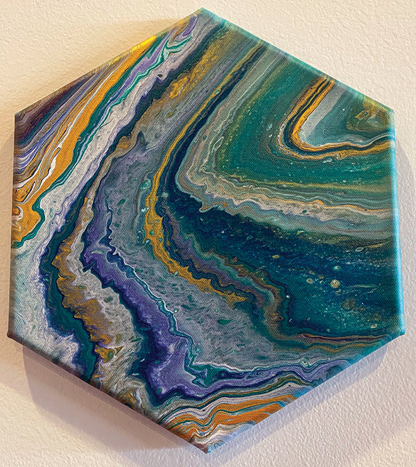 Pour Painting on Hexagon Canvas